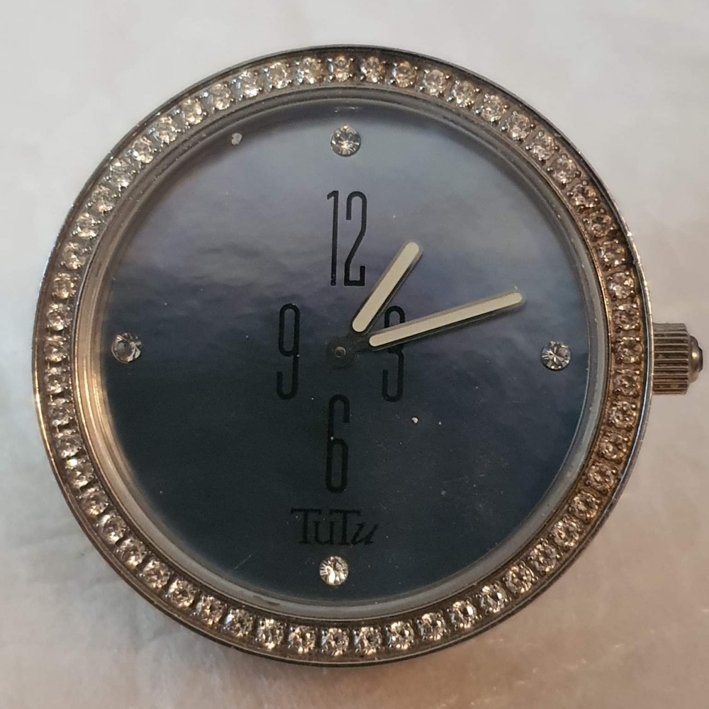 🦋10/$20🦋 Tutu Silver/Mother of Pearl Rhinestone Women's Clip-On Watch